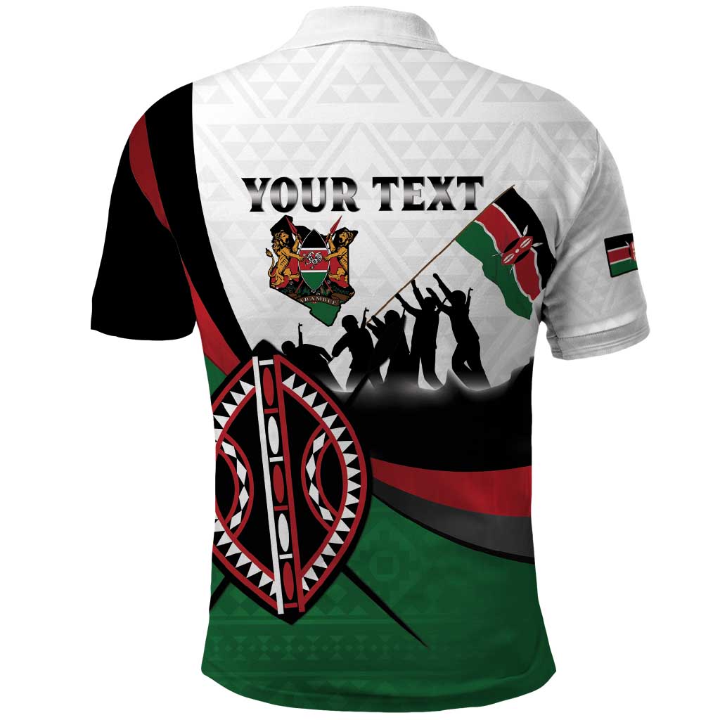 Personalised Happy Kenya Madaraka Day Polo Shirt Maasai Shield - Kenyan Pattern LT15