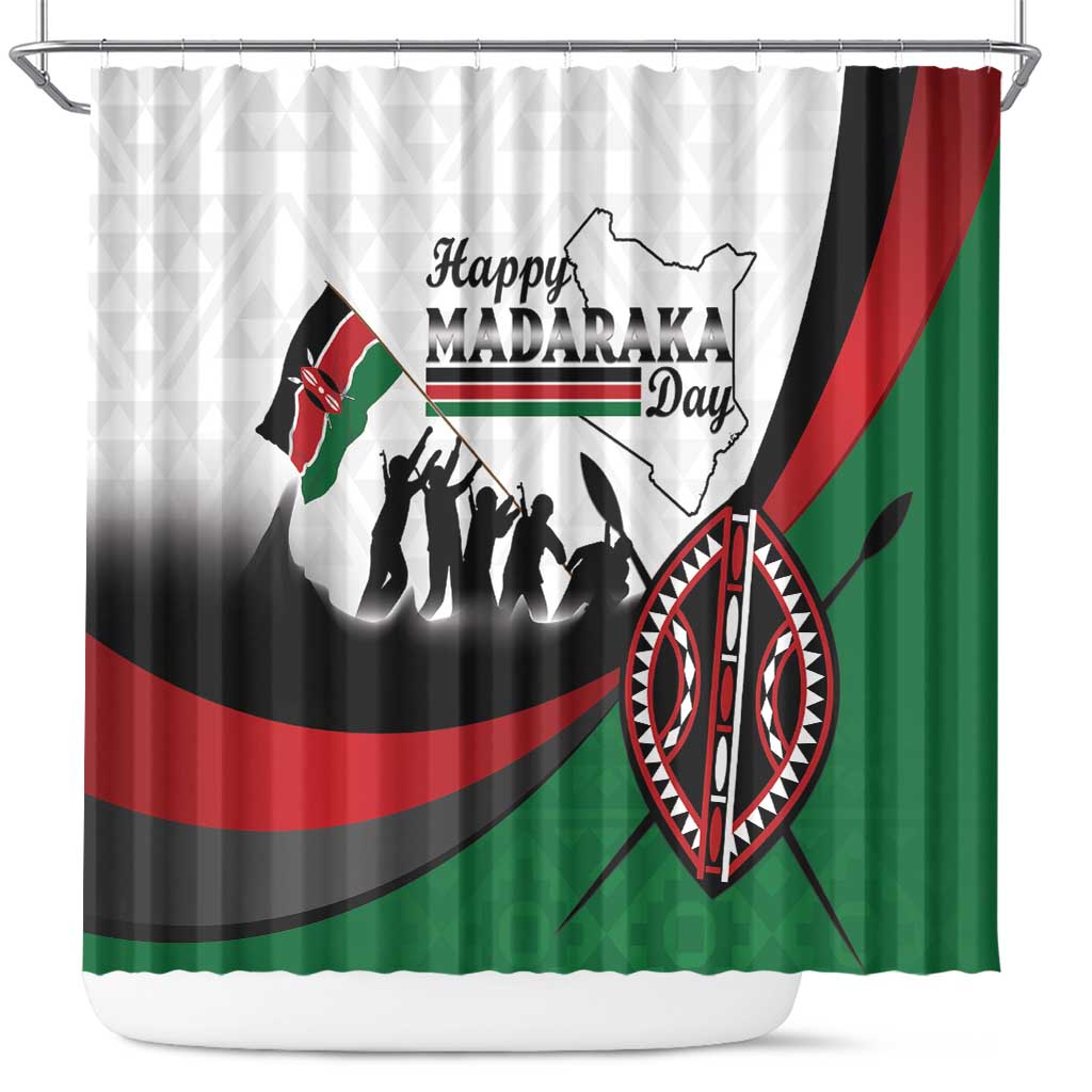 Happy Kenya Madaraka Day Shower Curtain Maasai Shield - Kenyan Pattern LT15
