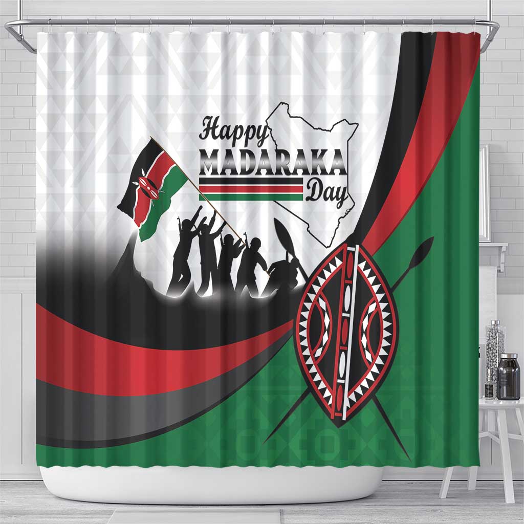 Happy Kenya Madaraka Day Shower Curtain Maasai Shield - Kenyan Pattern LT15