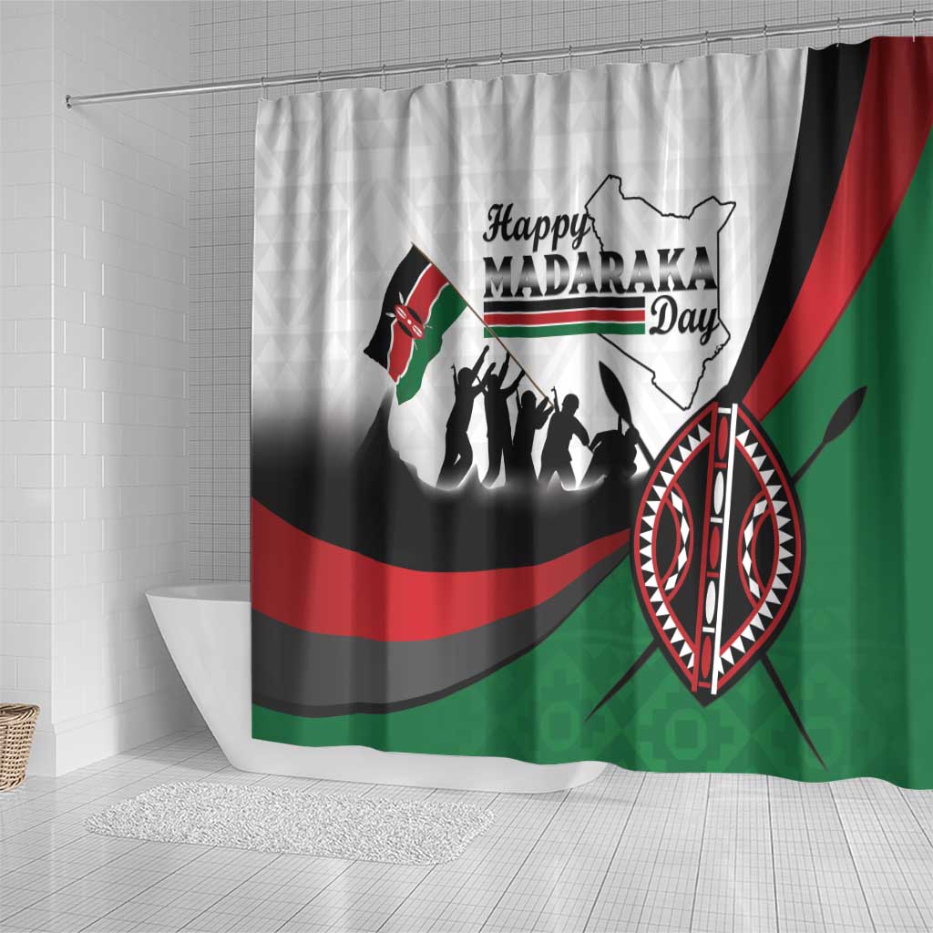 Happy Kenya Madaraka Day Shower Curtain Maasai Shield - Kenyan Pattern LT15