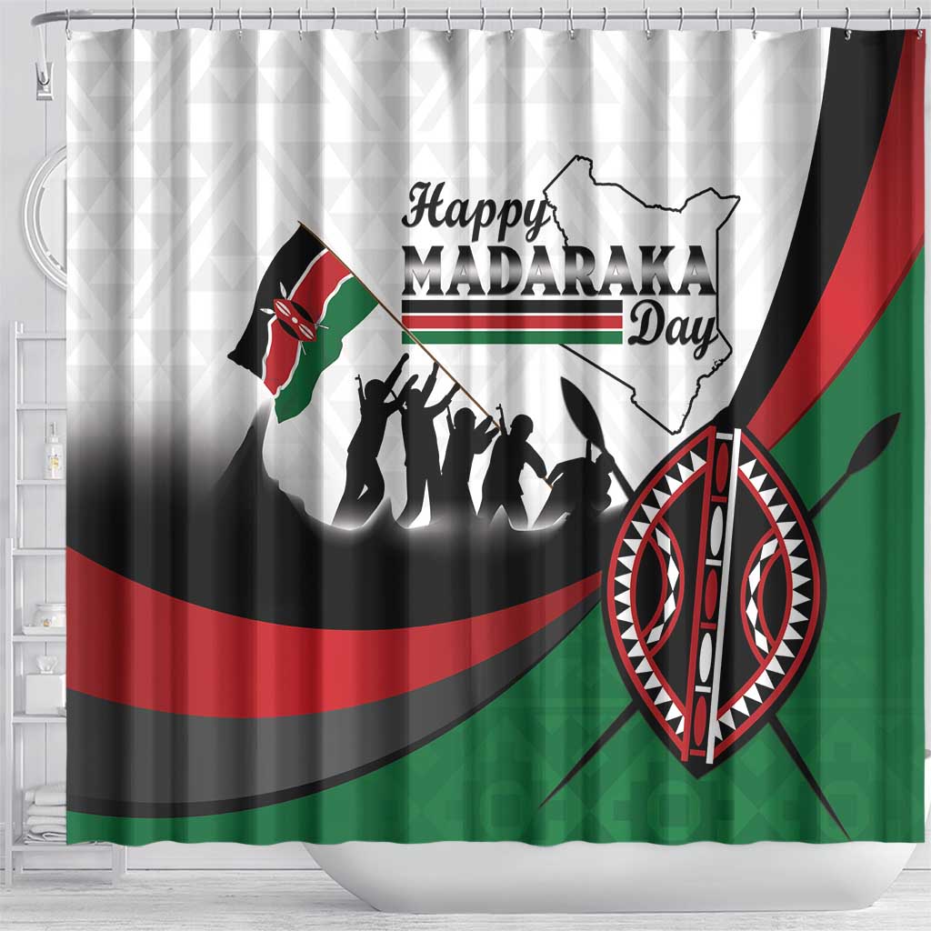 Happy Kenya Madaraka Day Shower Curtain Maasai Shield - Kenyan Pattern LT15