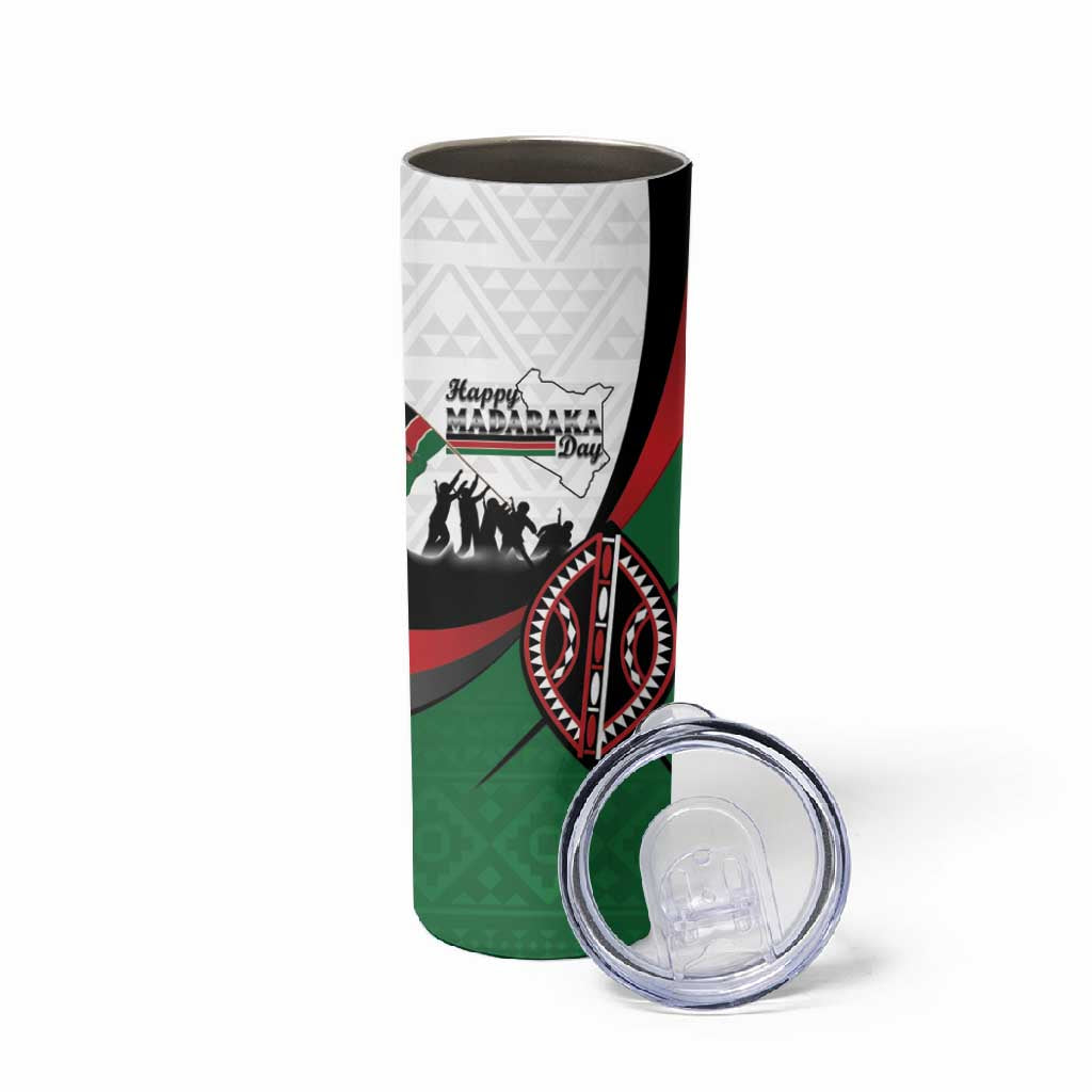 Personalised Kenya Skinny Tumbler Madaraka Day - Maasai Shield LT15