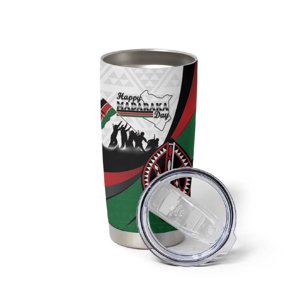 Personalised Kenya Tumbler Cup Madaraka Day - Maasai Shield LT15