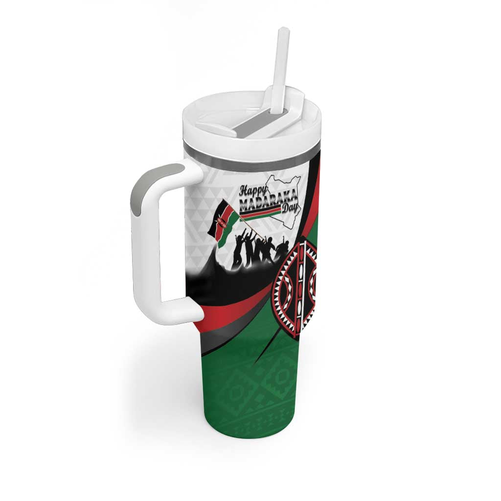 Personalised Kenya Tumbler With Handle Madaraka Day - Maasai Shield LT15