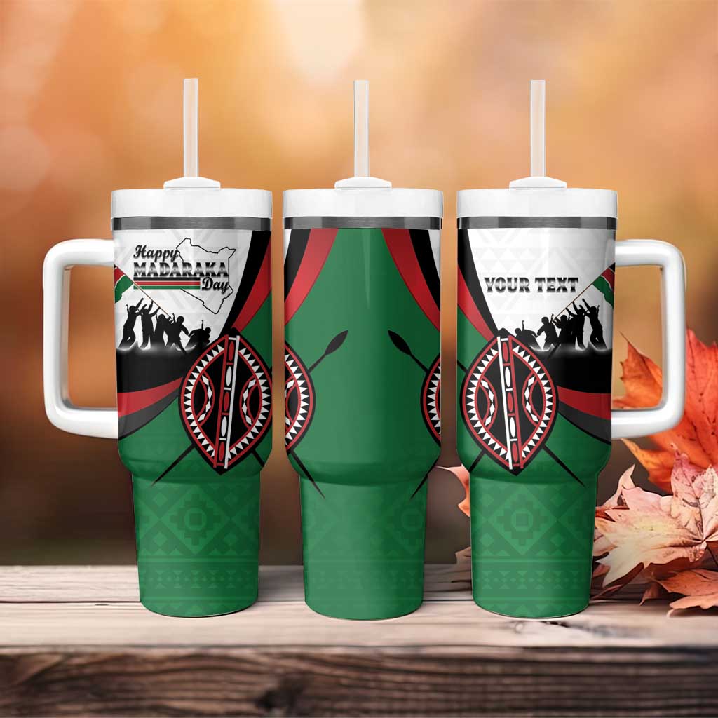 Personalised Kenya Tumbler With Handle Madaraka Day - Maasai Shield LT15