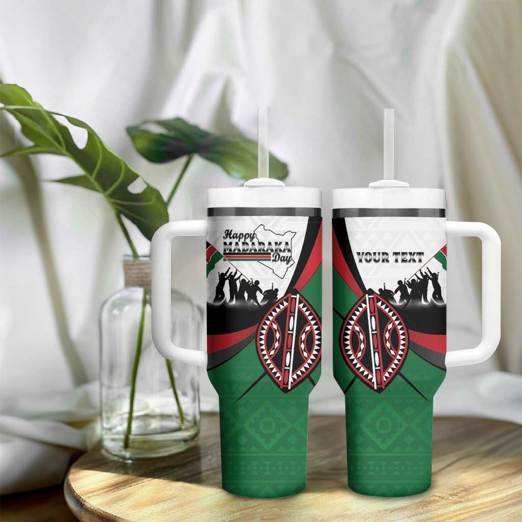 Personalised Kenya Tumbler With Handle Madaraka Day - Maasai Shield LT15