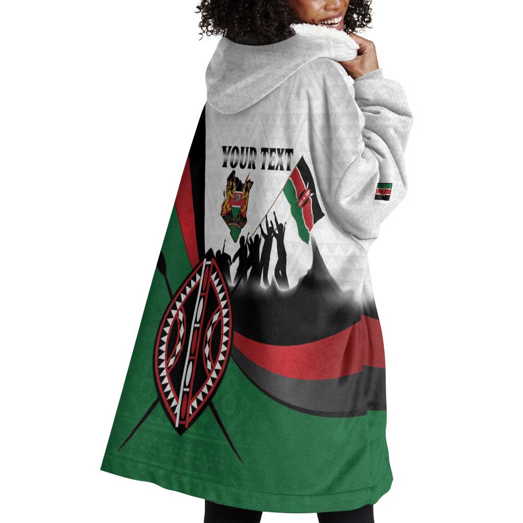 Personalised Kenya Wearable Blanket Hoodie Madaraka Day - Maasai Shield LT15