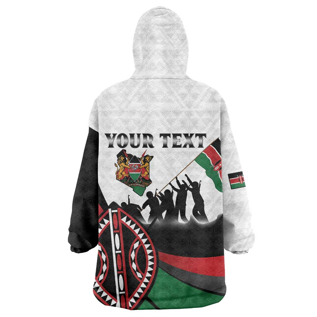 Personalised Kenya Wearable Blanket Hoodie Madaraka Day - Maasai Shield LT15
