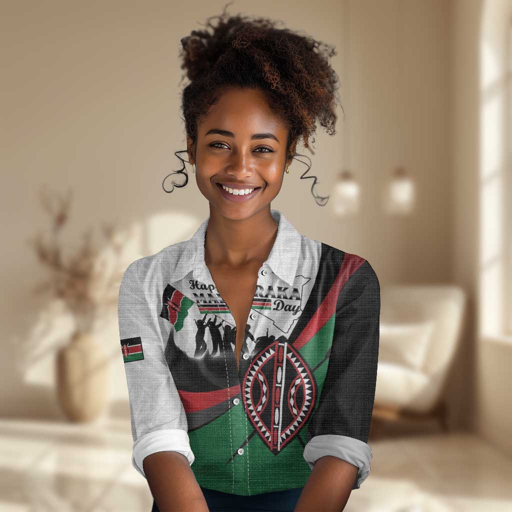 Personalised Kenya Women Casual Shirt Madaraka Day - Maasai Shield LT15
