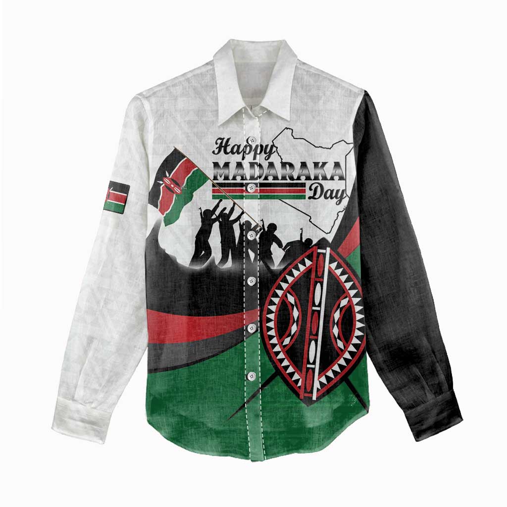 Personalised Kenya Women Casual Shirt Madaraka Day - Maasai Shield LT15