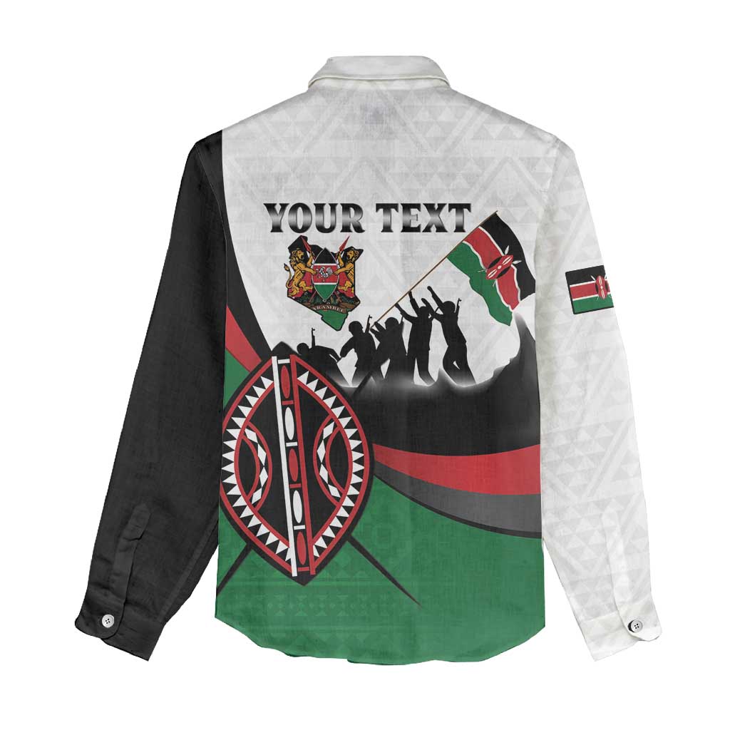 Personalised Kenya Women Casual Shirt Madaraka Day - Maasai Shield LT15