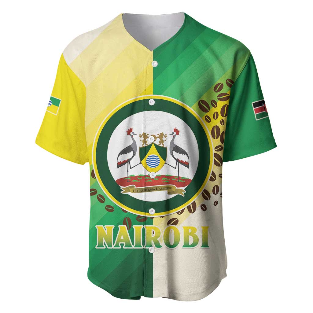 Personalised Nairobi Kenya Baseball Jersey Coat Of Arms With Coffee LT15