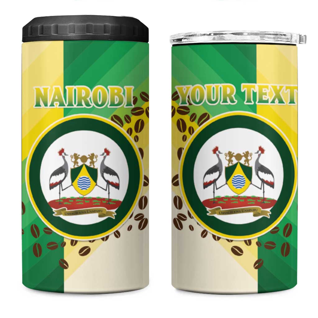 Personalised Nairobi Kenya 4 in 1 Can Cooler Tumbler Coat Of Arms With Coffee LT15