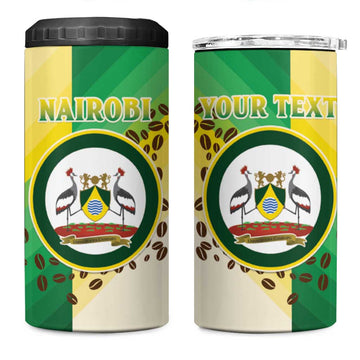 Personalised Nairobi Kenya 4 in 1 Can Cooler Tumbler Coat Of Arms With Coffee LT15