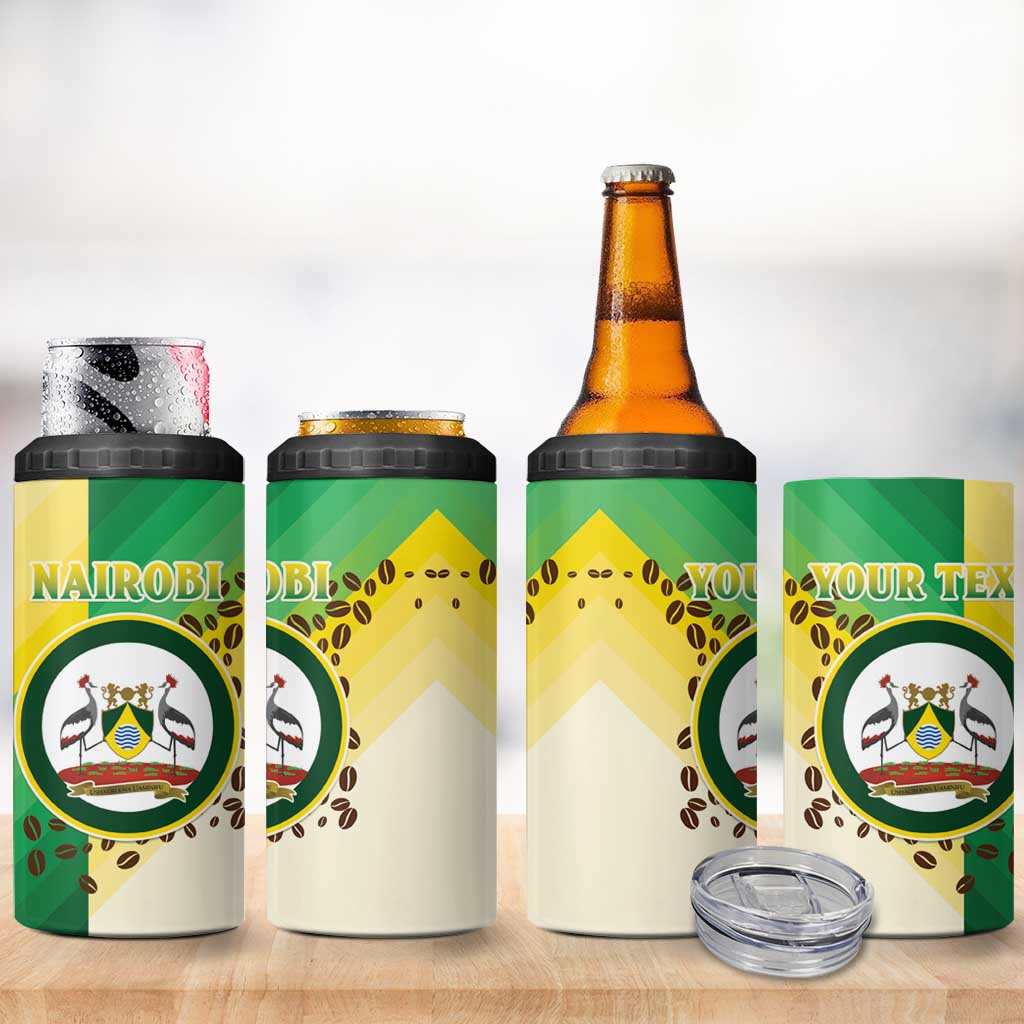 Personalised Nairobi Kenya 4 in 1 Can Cooler Tumbler Coat Of Arms With Coffee LT15