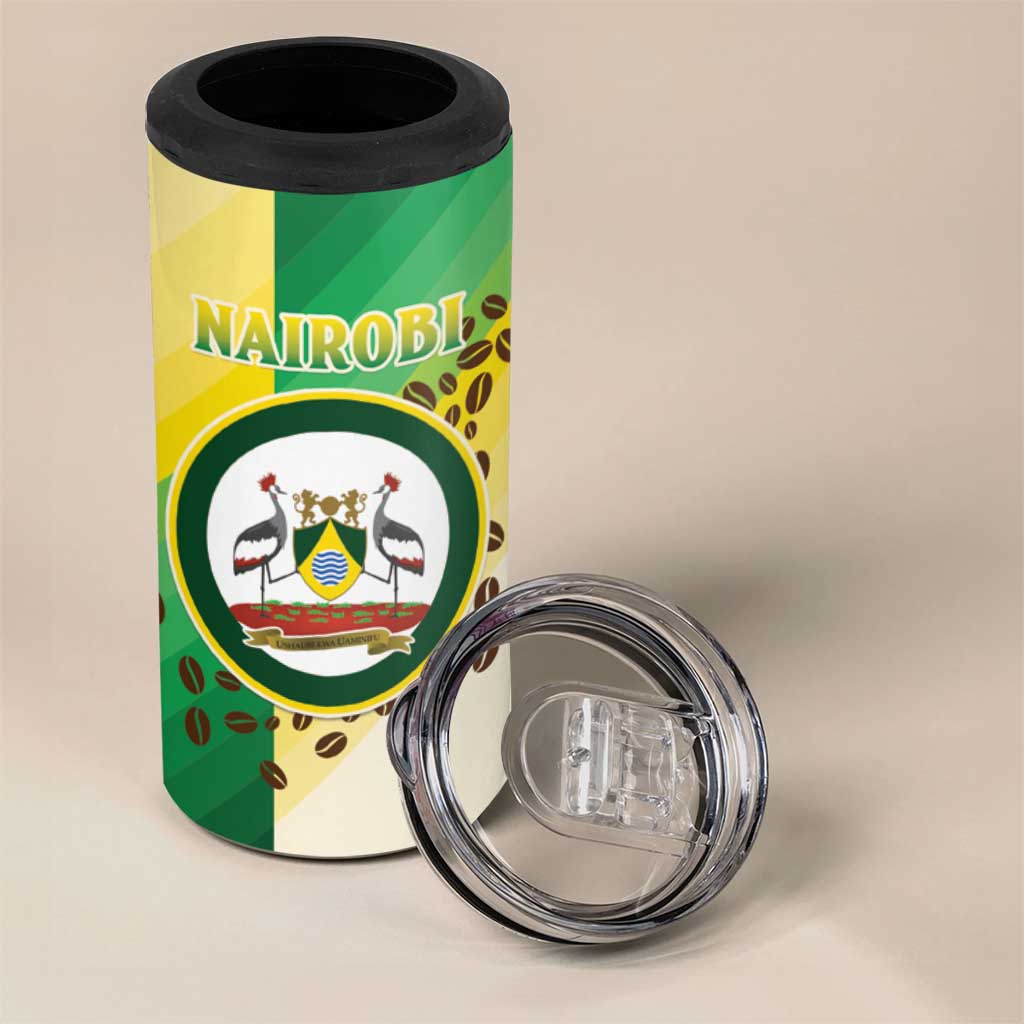 Personalised Nairobi Kenya 4 in 1 Can Cooler Tumbler Coat Of Arms With Coffee LT15