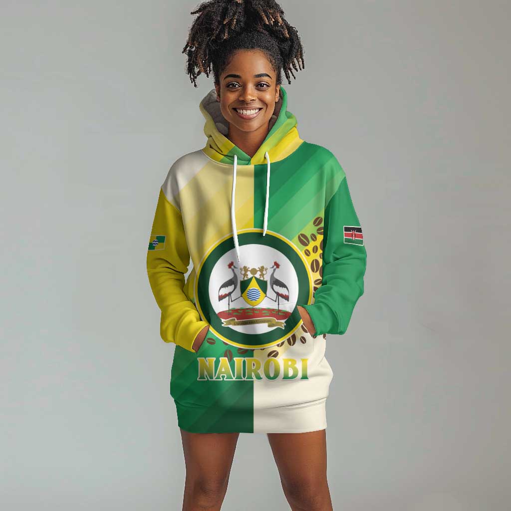 Personalised Nairobi Kenya Hoodie Dress Coat Of Arms With Coffee LT15