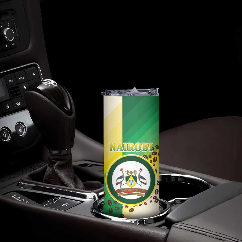 Personalised Nairobi Kenya Skinny Tumbler Coat Of Arms With Coffee LT15