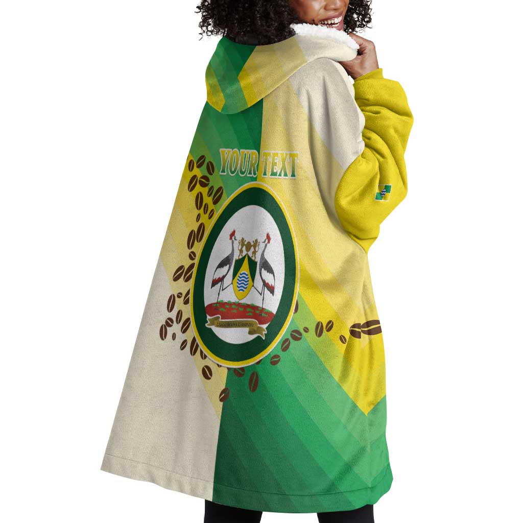 Personalised Nairobi Kenya Wearable Blanket Hoodie Coat Of Arms With Coffee LT15