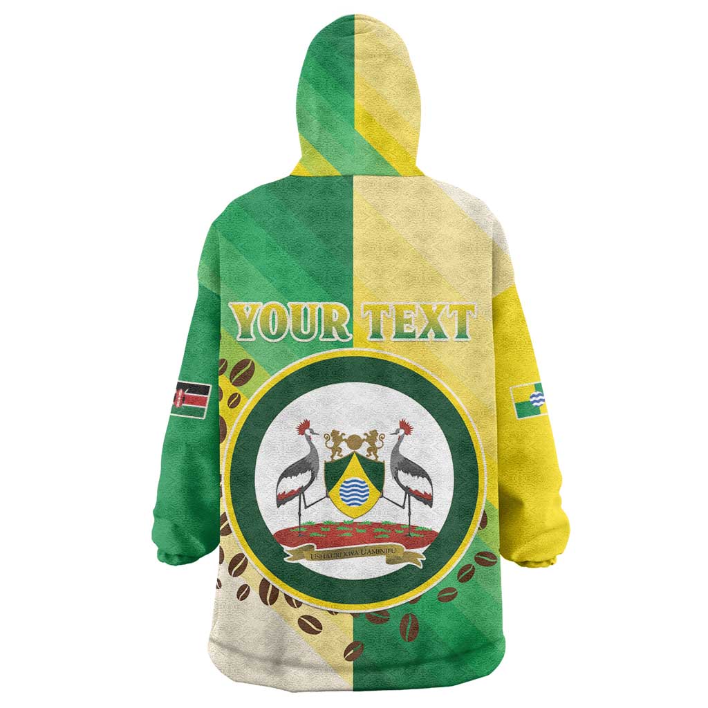Personalised Nairobi Kenya Wearable Blanket Hoodie Coat Of Arms With Coffee LT15