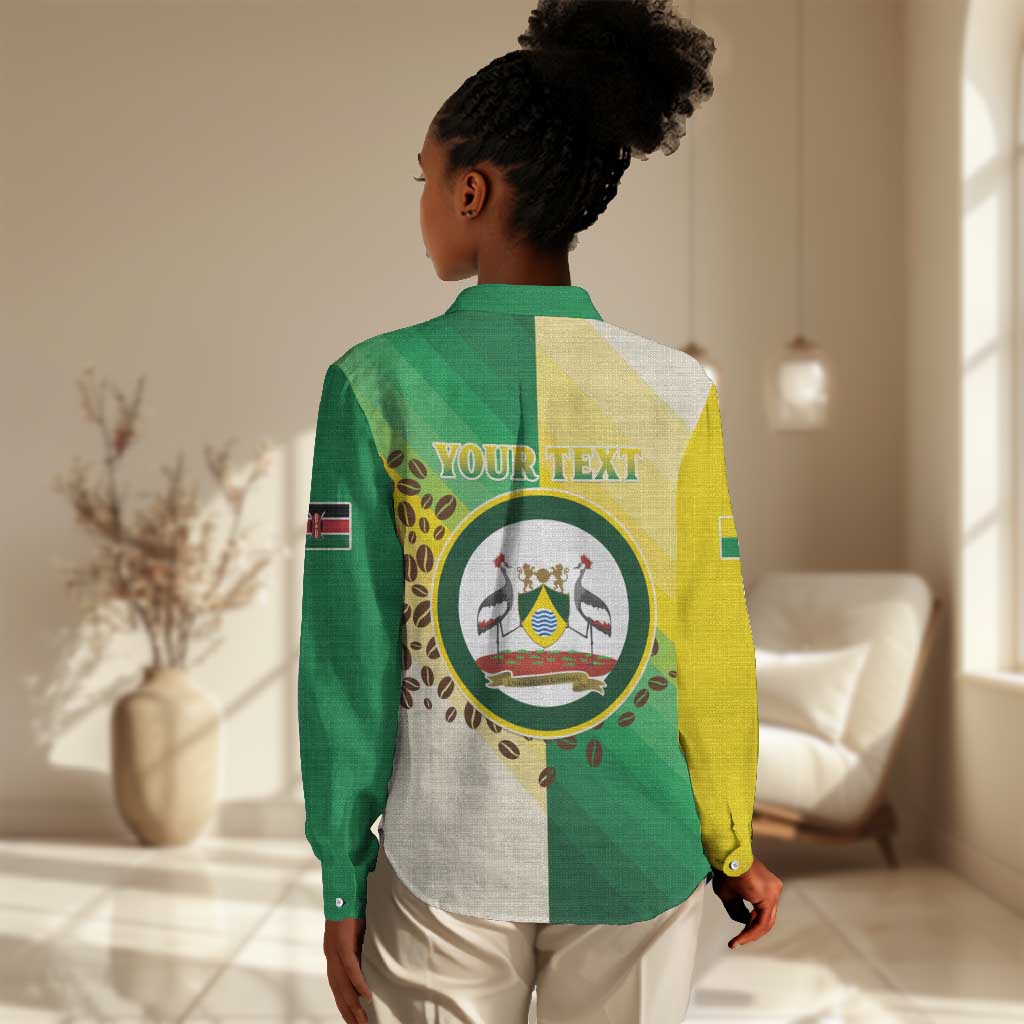Personalised Nairobi Kenya Women Casual Shirt Coat Of Arms With Coffee LT15
