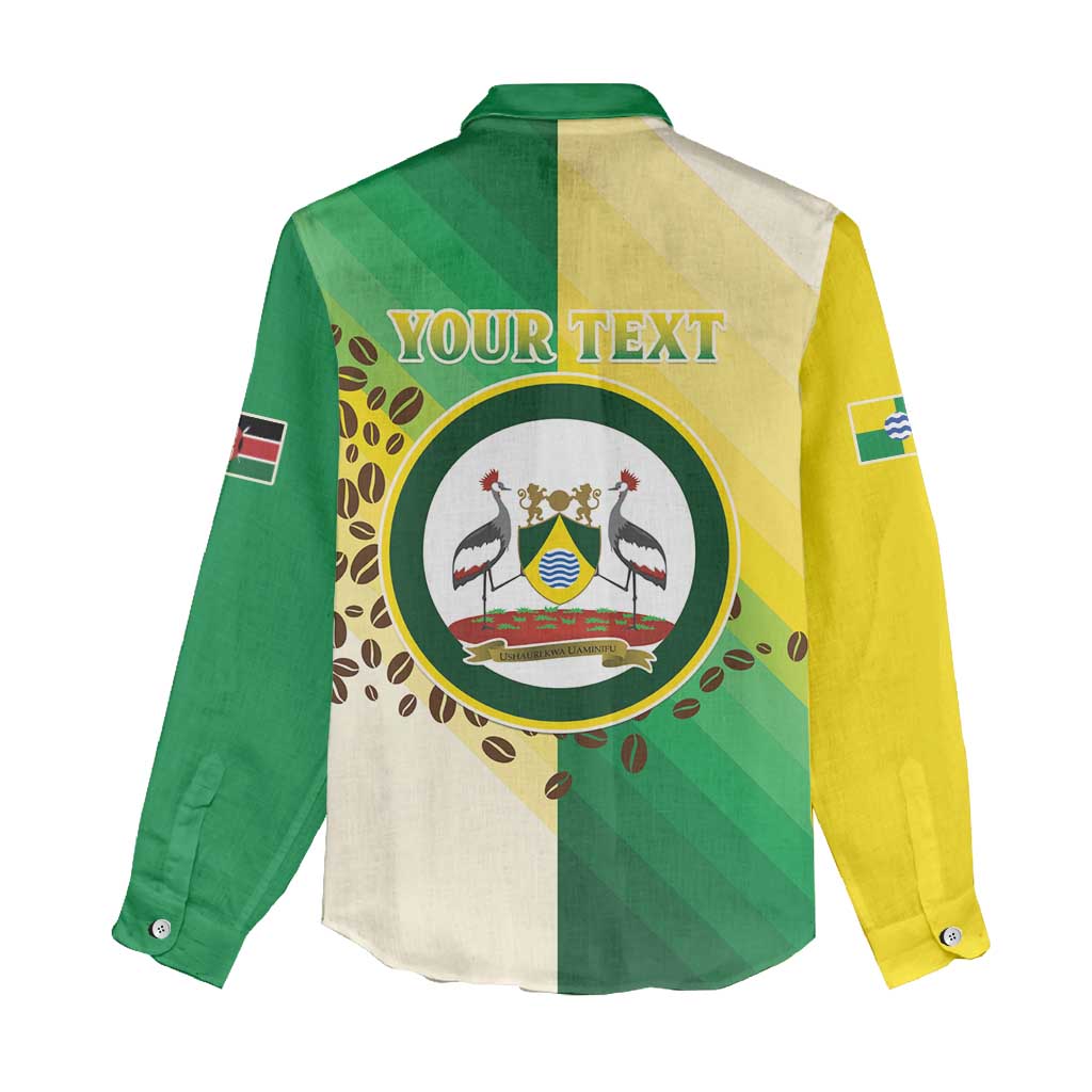 Personalised Nairobi Kenya Women Casual Shirt Coat Of Arms With Coffee LT15