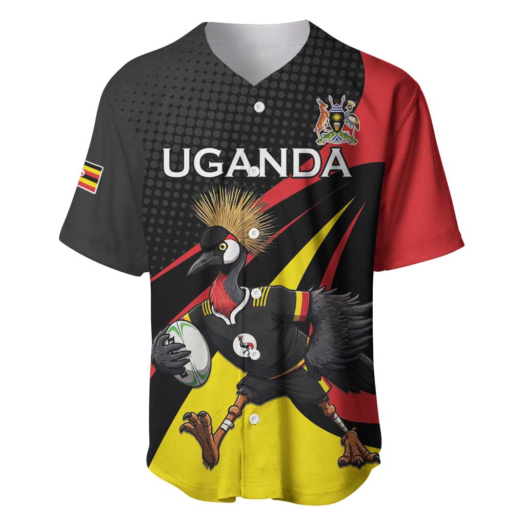 Jamhuri ya Uganda Rugby Custom Baseball Jersey With Black Crowned Crane Mascot LT15