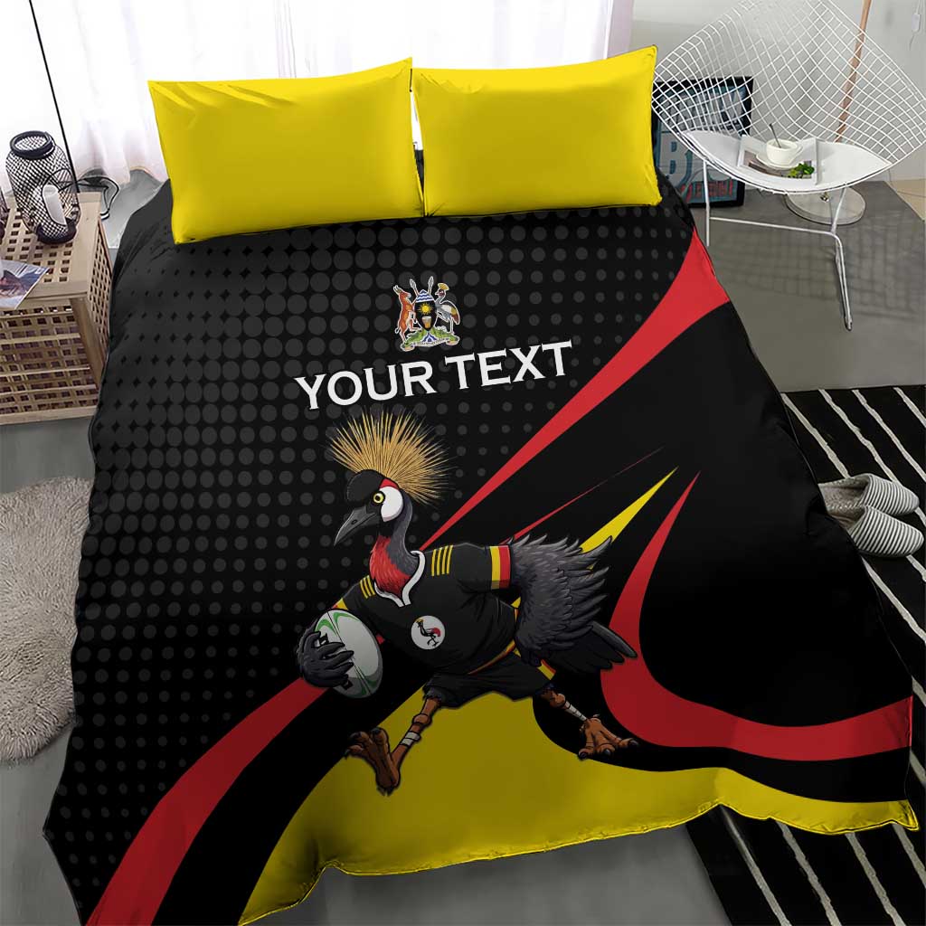 Jamhuri ya Uganda Rugby Custom Bedding Set With Black Crowned Crane Mascot LT15