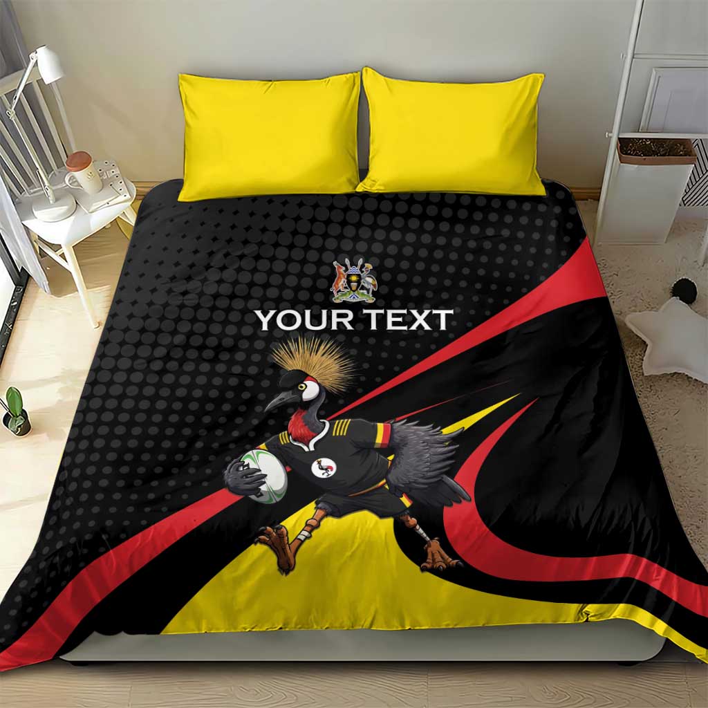Jamhuri ya Uganda Rugby Custom Bedding Set With Black Crowned Crane Mascot LT15