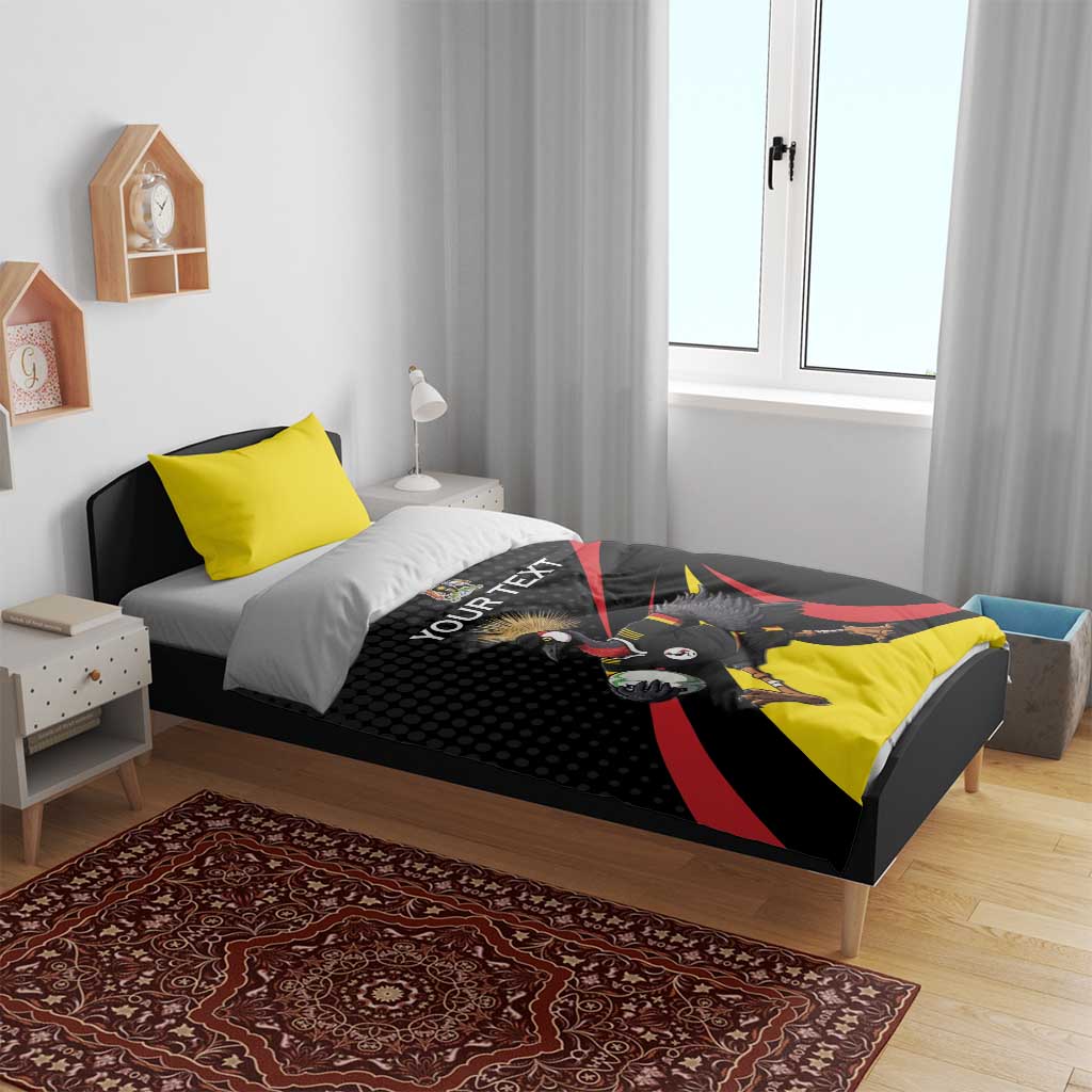 Jamhuri ya Uganda Rugby Custom Bedding Set With Black Crowned Crane Mascot LT15