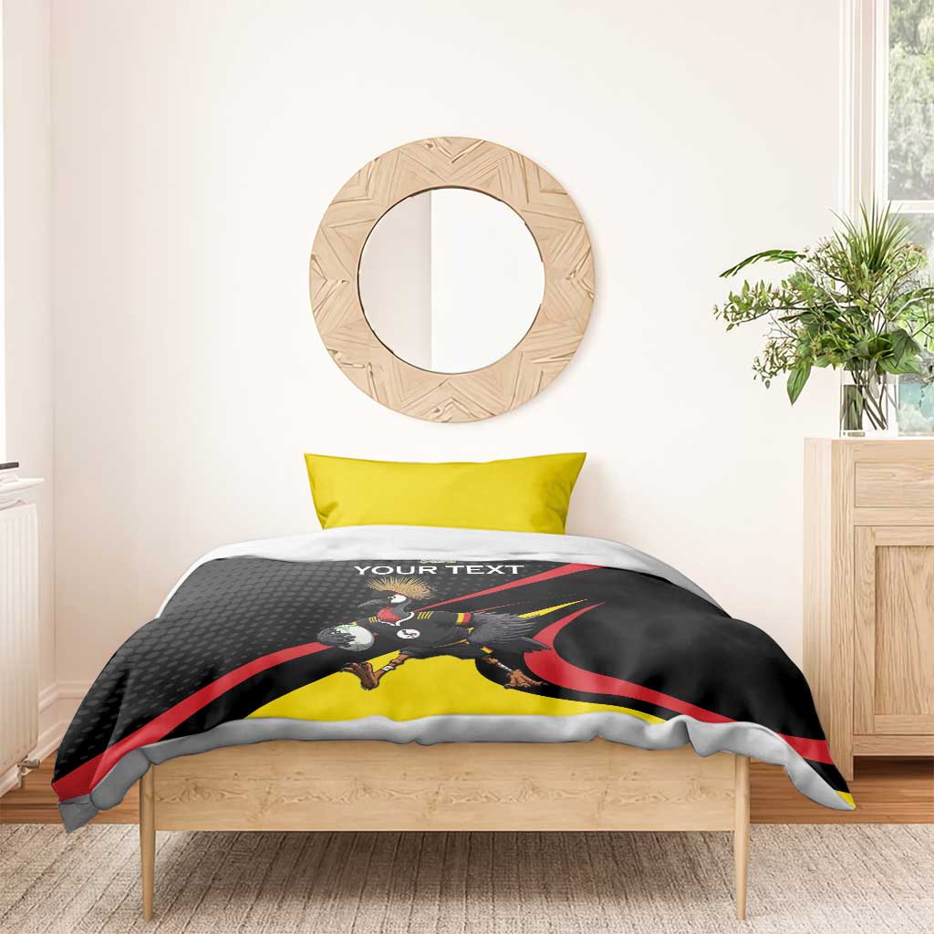 Jamhuri ya Uganda Rugby Custom Bedding Set With Black Crowned Crane Mascot LT15
