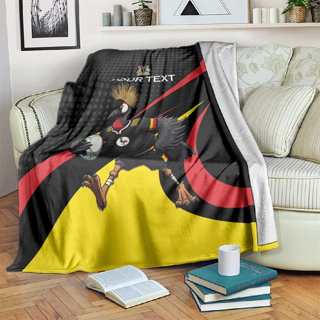 Jamhuri ya Uganda Rugby Custom Blanket With Black Crowned Crane Mascot LT15