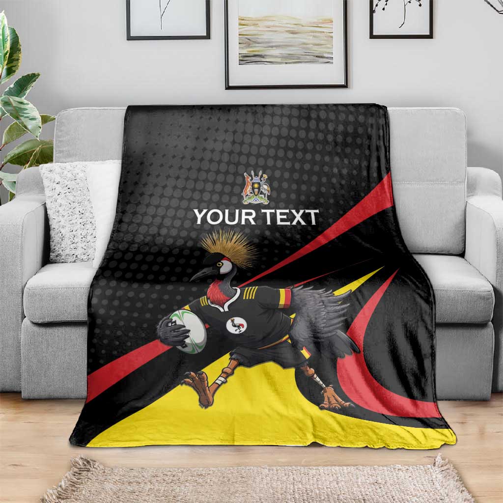 Jamhuri ya Uganda Rugby Custom Blanket With Black Crowned Crane Mascot LT15