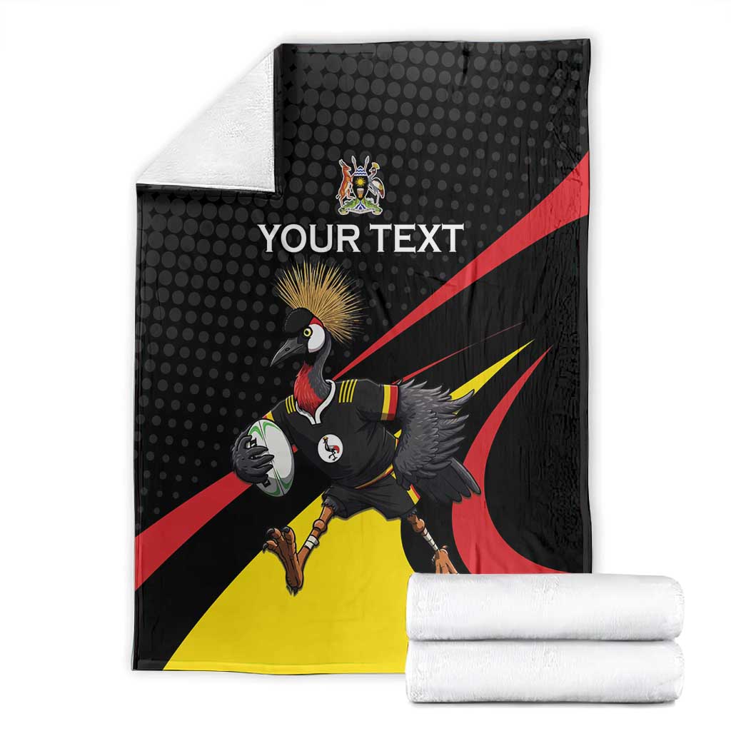 Jamhuri ya Uganda Rugby Custom Blanket With Black Crowned Crane Mascot LT15