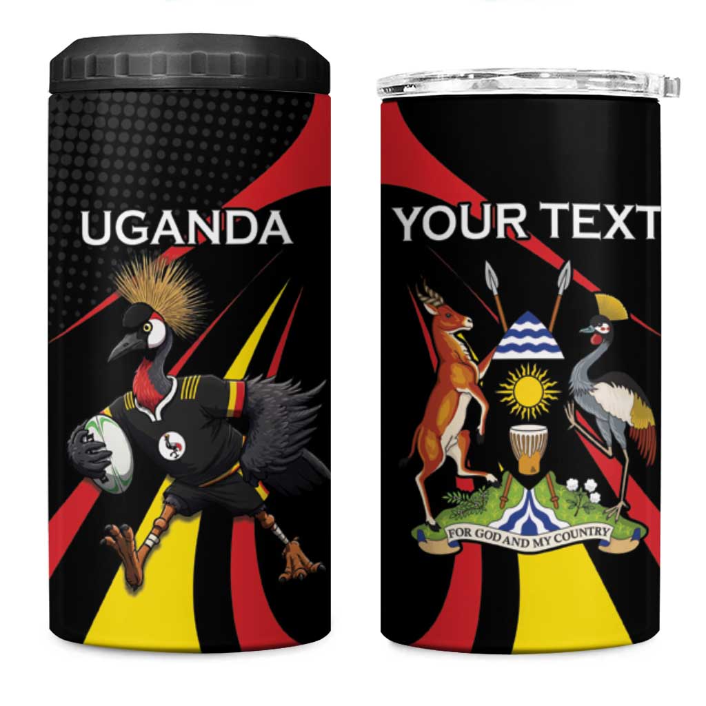 Jamhuri ya Uganda Rugby Custom 4 in 1 Can Cooler Tumbler With Black Crowned Crane Mascot LT15