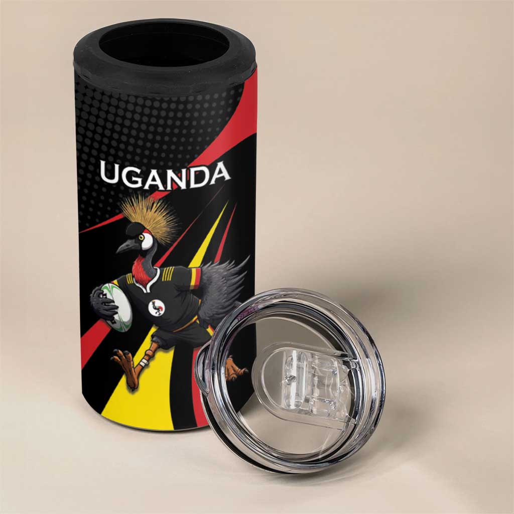 Jamhuri ya Uganda Rugby Custom 4 in 1 Can Cooler Tumbler With Black Crowned Crane Mascot LT15
