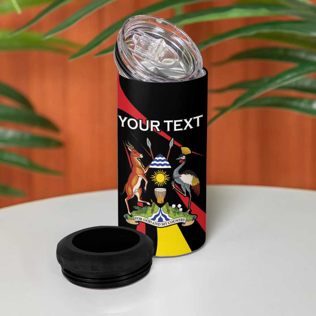 Jamhuri ya Uganda Rugby Custom 4 in 1 Can Cooler Tumbler With Black Crowned Crane Mascot LT15