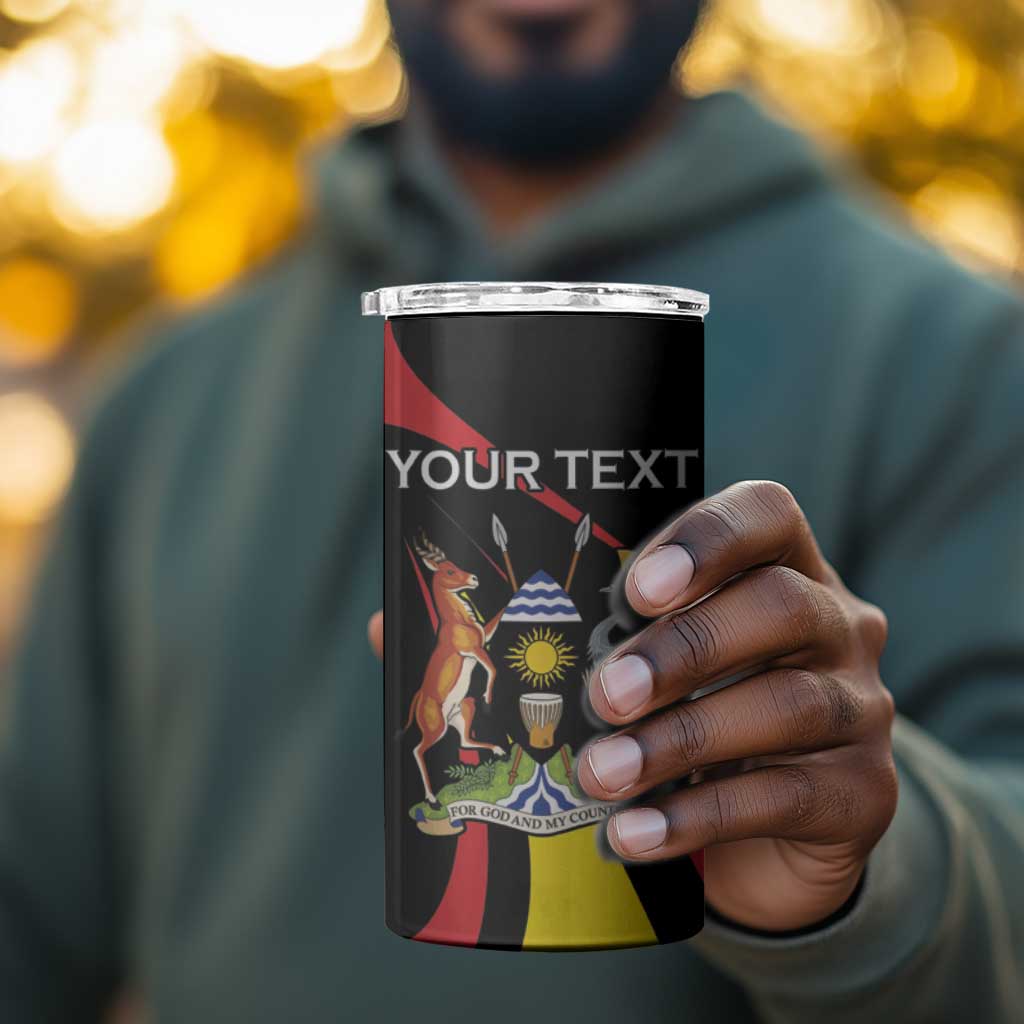 Jamhuri ya Uganda Rugby Custom 4 in 1 Can Cooler Tumbler With Black Crowned Crane Mascot LT15