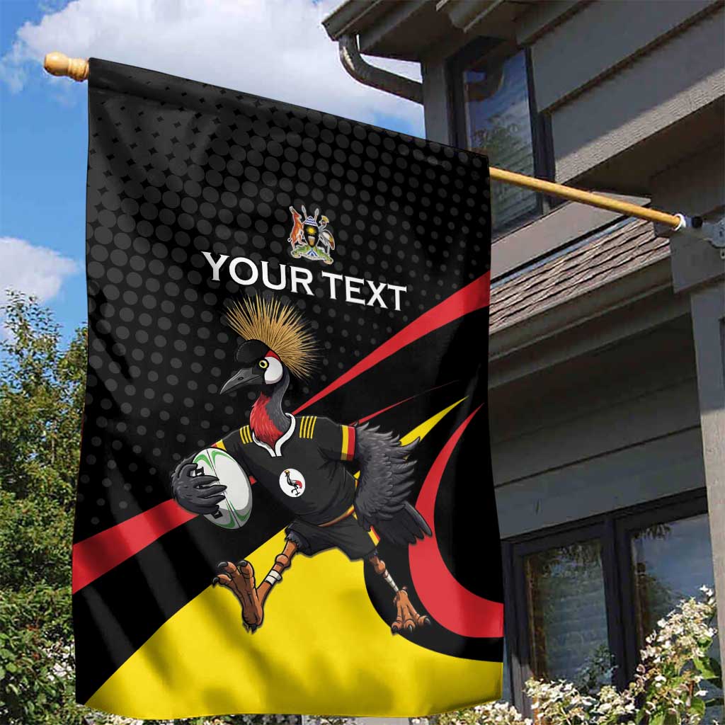 Jamhuri ya Uganda Rugby Custom Garden Flag With Black Crowned Crane Mascot LT15