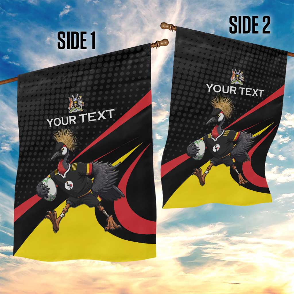Jamhuri ya Uganda Rugby Custom Garden Flag With Black Crowned Crane Mascot LT15