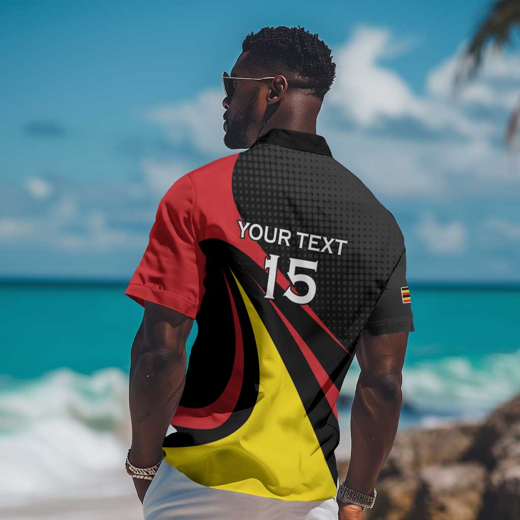 Jamhuri ya Uganda Rugby Custom Hawaiian Shirt With Black Crowned Crane Mascot LT15