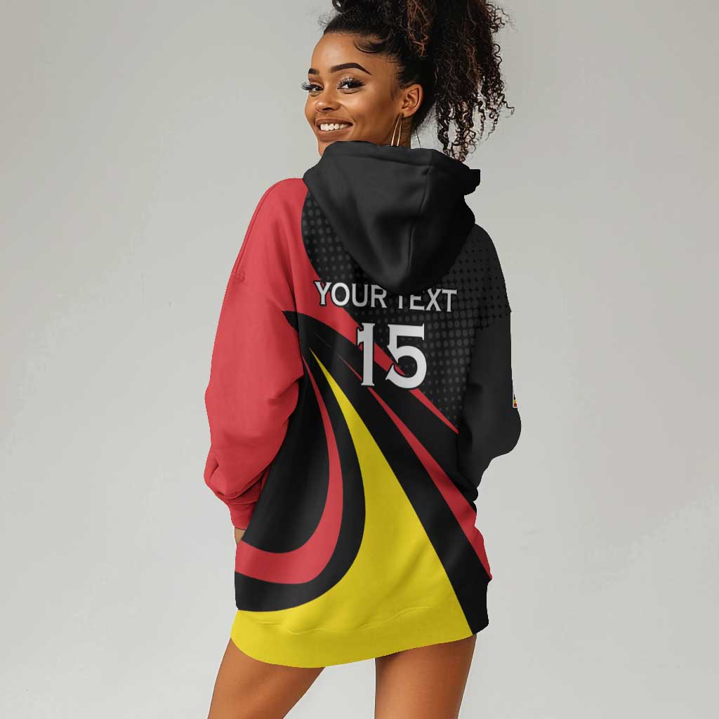 Jamhuri ya Uganda Rugby Custom Hoodie Dress With Black Crowned Crane Mascot LT15