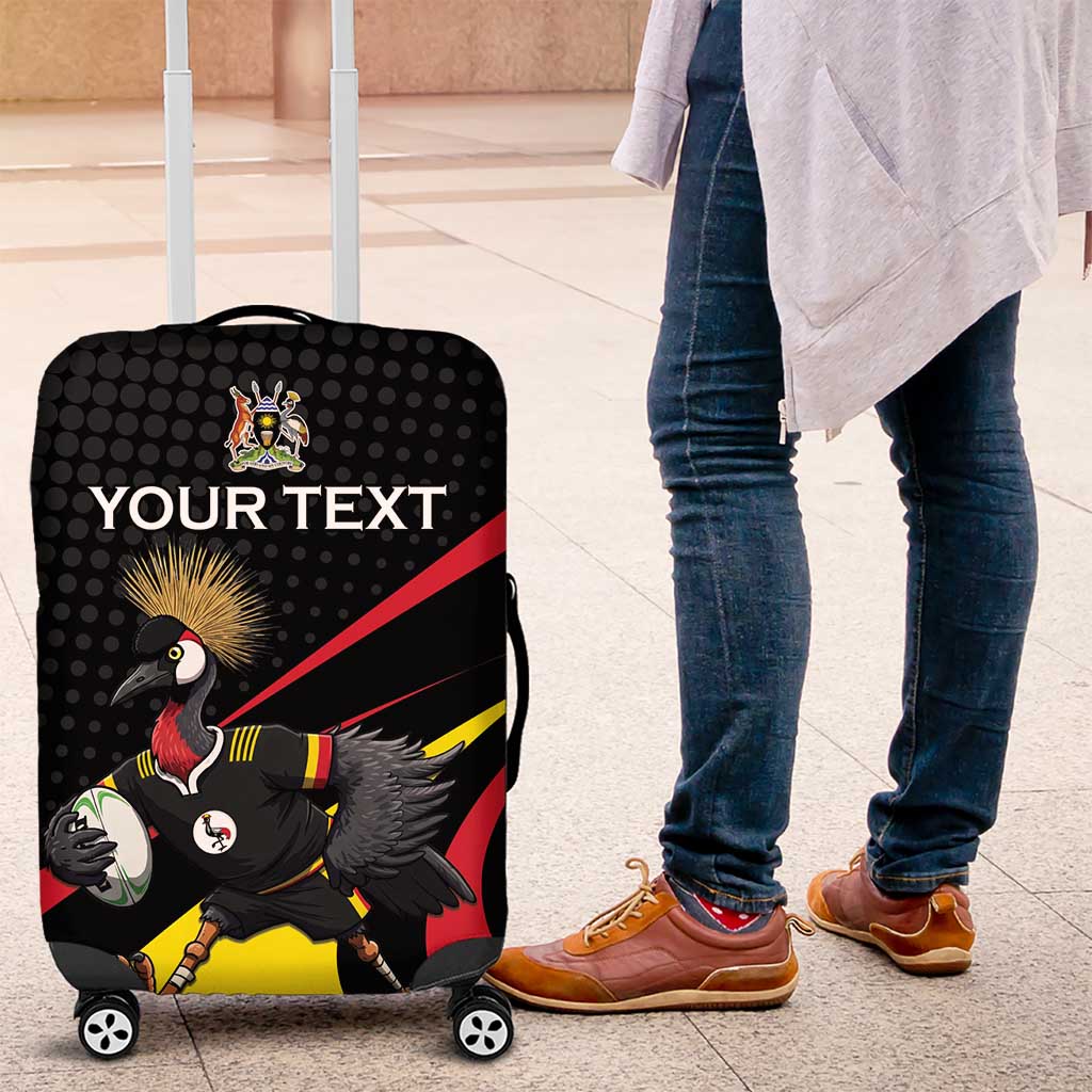 Uganda Rugby Custom Luggage Cover Black Crowned Crane Mascot - Sporty Style LT15