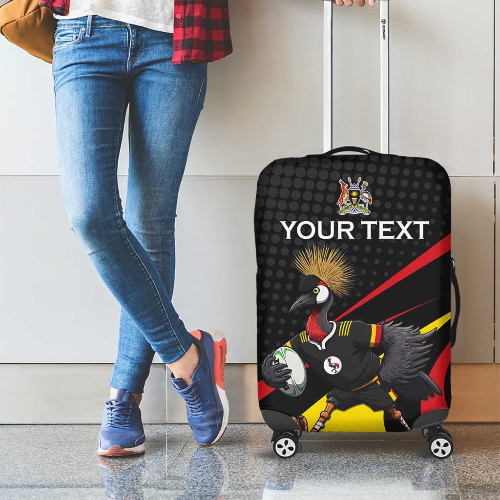 Uganda Rugby Custom Luggage Cover Black Crowned Crane Mascot - Sporty Style LT15