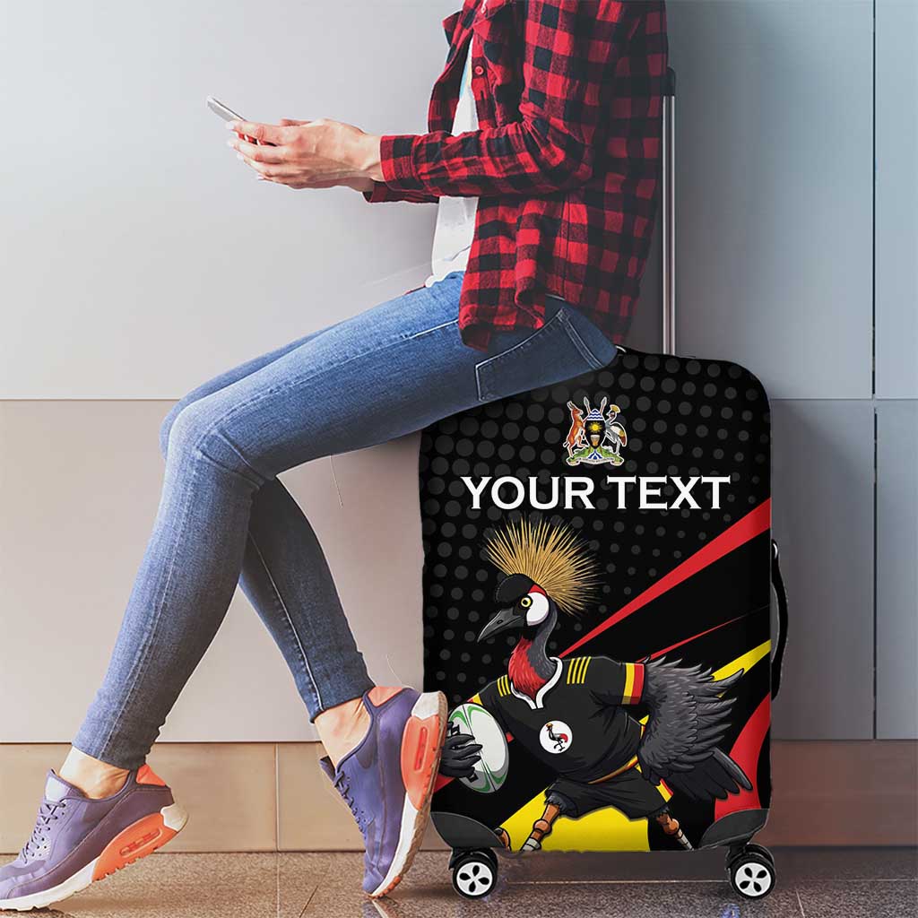Uganda Rugby Custom Luggage Cover Black Crowned Crane Mascot - Sporty Style LT15