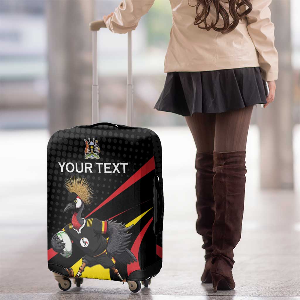 Uganda Rugby Custom Luggage Cover Black Crowned Crane Mascot - Sporty Style LT15