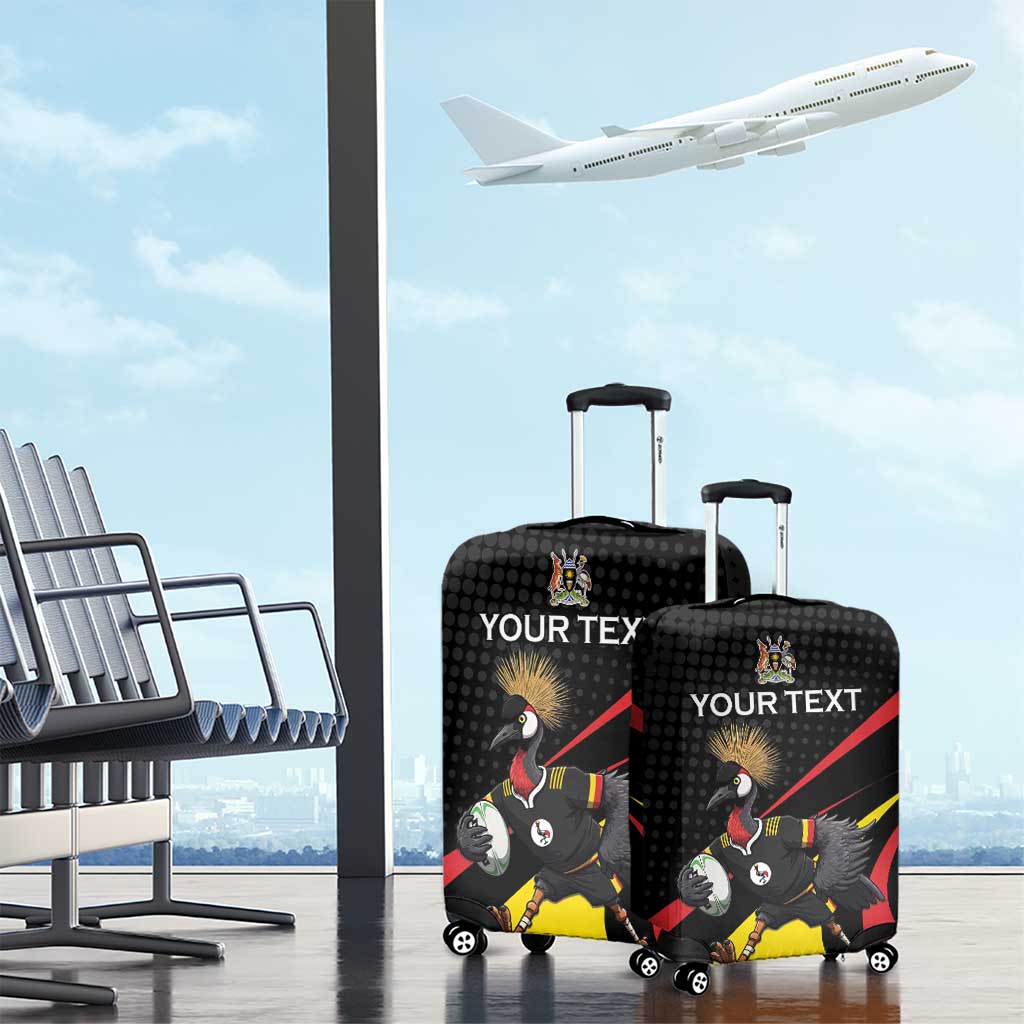 Uganda Rugby Custom Luggage Cover Black Crowned Crane Mascot - Sporty Style LT15