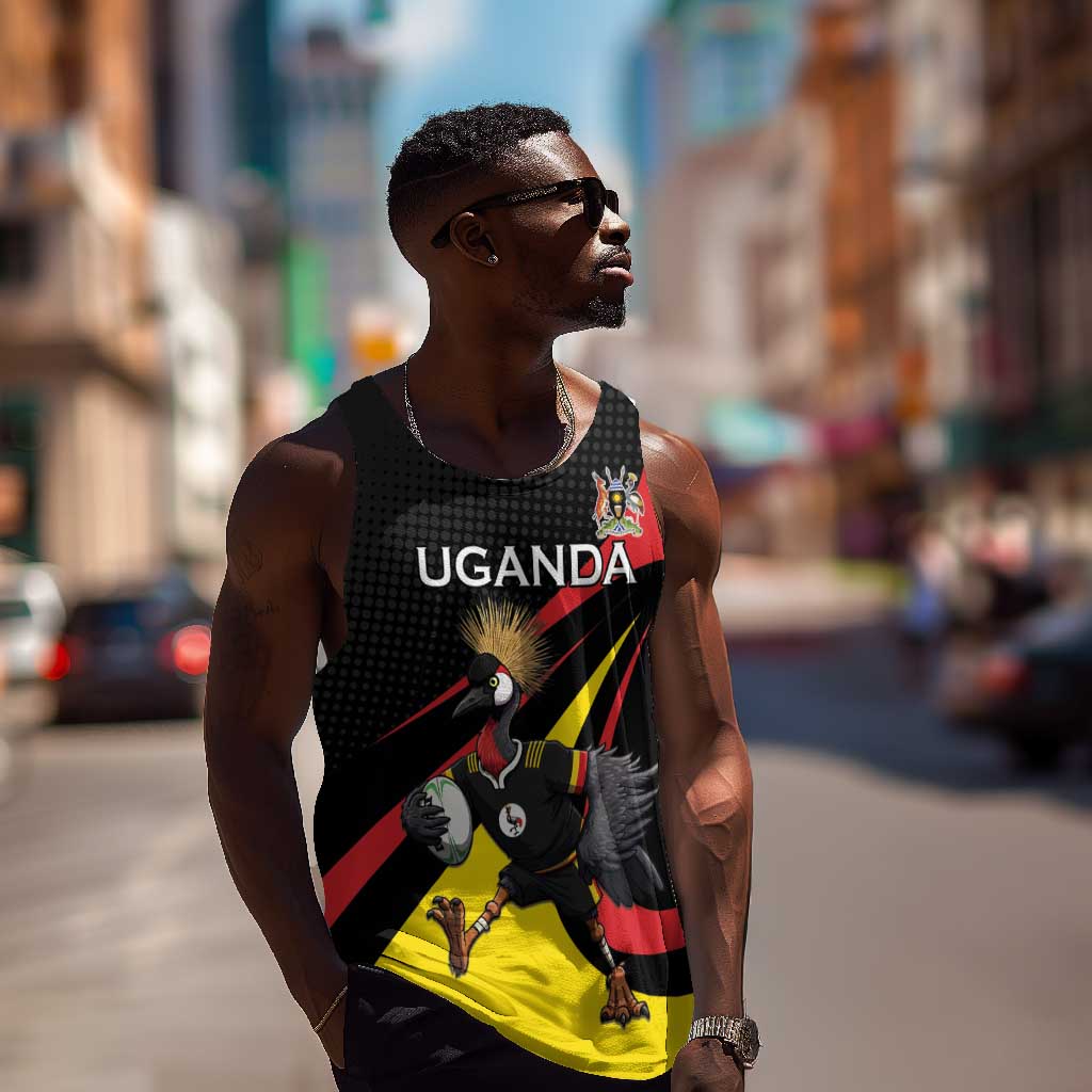 Jamhuri ya Uganda Rugby Custom Men Tank Top With Black Crowned Crane Mascot LT15