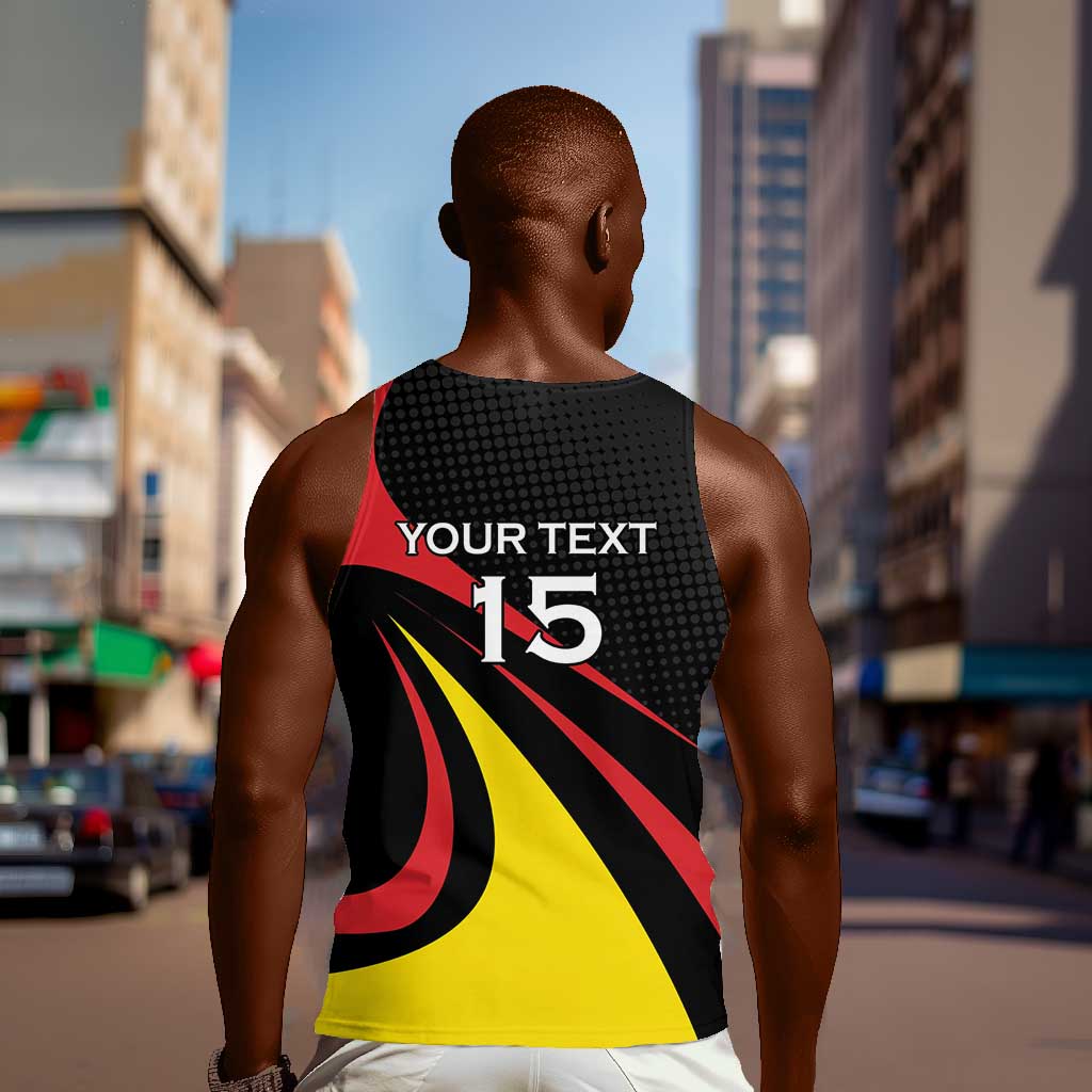 Jamhuri ya Uganda Rugby Custom Men Tank Top With Black Crowned Crane Mascot LT15