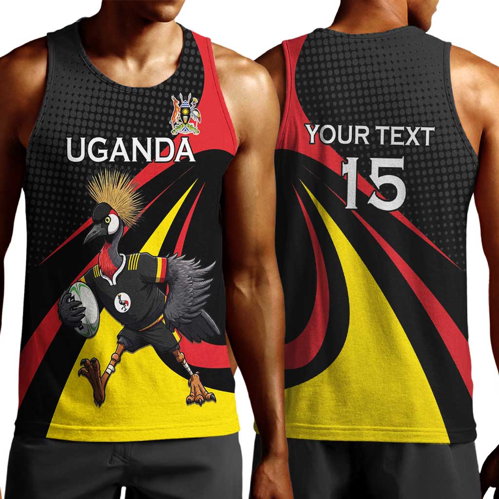 Jamhuri ya Uganda Rugby Custom Men Tank Top With Black Crowned Crane Mascot LT15